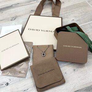 David Yurman Sterling Silver Petite Albion Smoky Quartz Pave Diamond Necklace